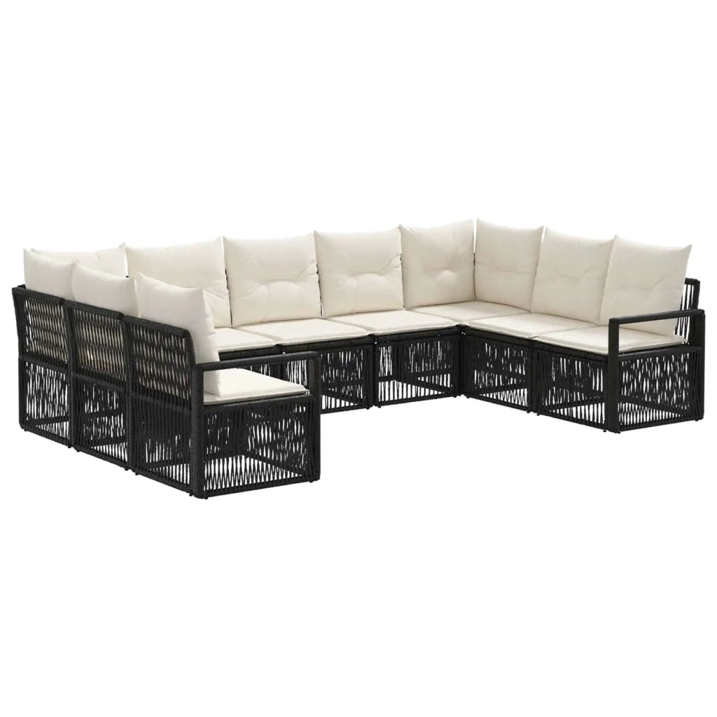 Set Divano da Giardino 9 pz Nero polyrattan 3435814
