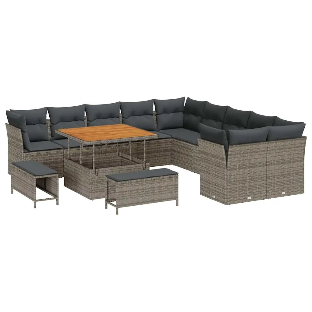 Set Divano da Giardino con cuscino 13 pcs Grigio polyrattan 3363488