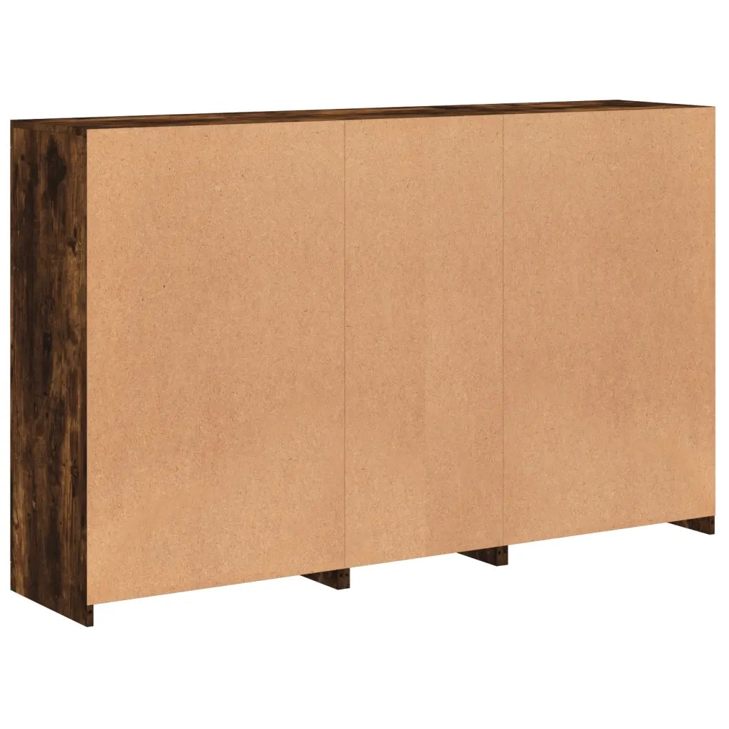 Credenza con Luci LED-Buffet-Armadio da cucina Rovere Fumo 162x37x100 cm 929536
