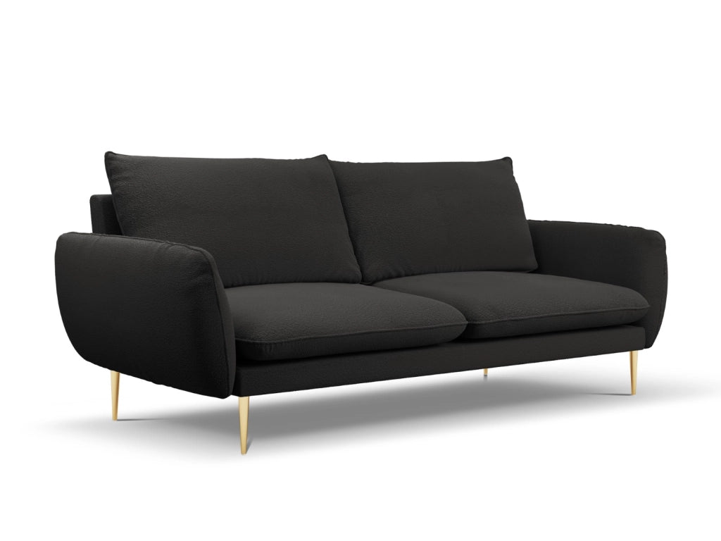 Cosmopolitan Design - Divano "Vienna" 4 posti in bouclé nero 