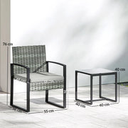Set bistrot da giardino 3 pezzi in rattan sintetico grigio