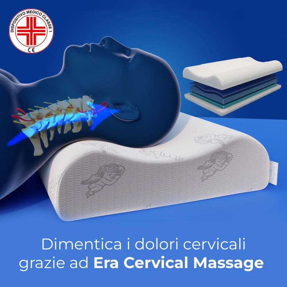 Cuscino in memory foam Massaggiante - Cervicale e Dolore Addio - Era - 72x42x10/8/9cm