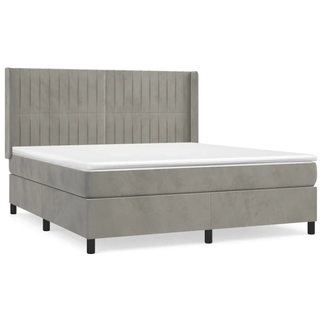 Giroletto a Molle con Materasso Grigio Chiaro 180x200cm Velluto 3132813