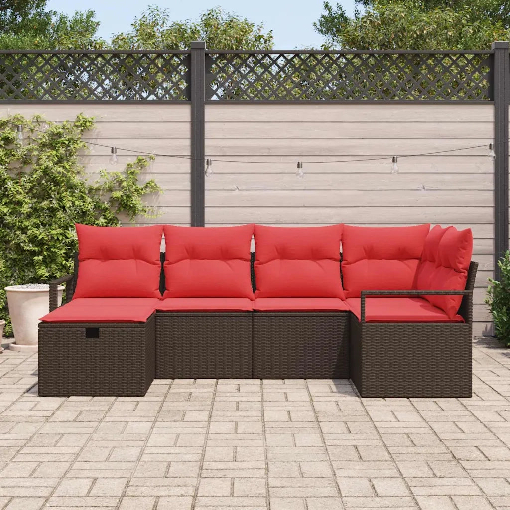 Set Divano da Giardino con cuscino 6 pcs Marrone polyrattan 3360515