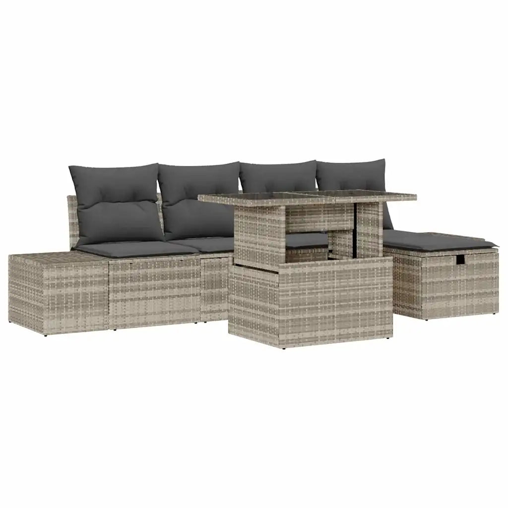 Set Divano da Giardino 6 pcs Grigio chiaro polyrattan