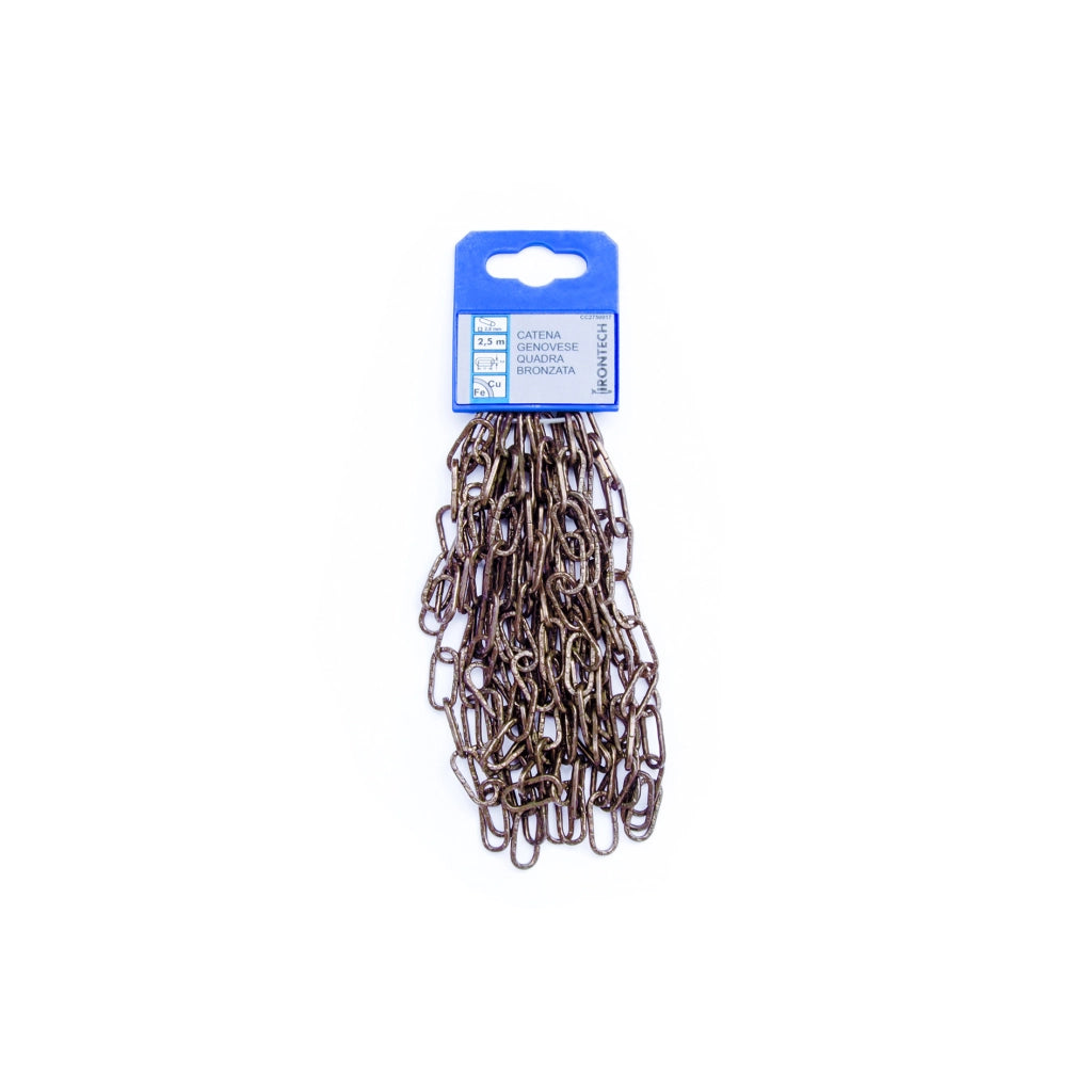 Catena genovese pretagliata maglia quadra Ã˜ 2 mm. in acciaio bronzato 2,5 mt.