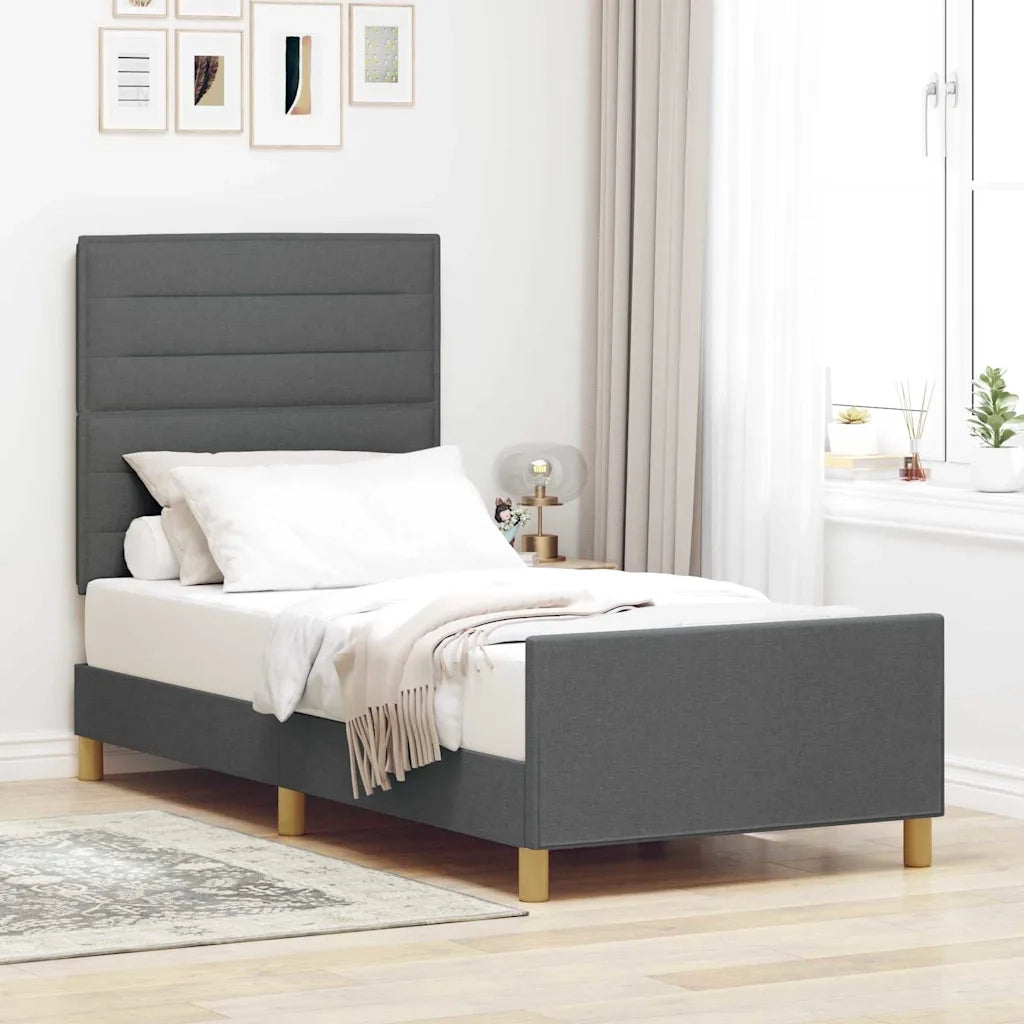 Struttura del letto Grigio scuro 90 x 200 cm Tessuto
