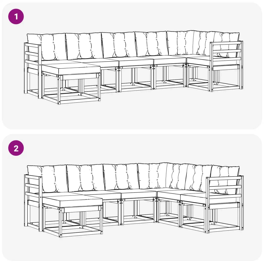 Set di divani da esterno con cuscino 7 pcs Bianco e Nero 3389682