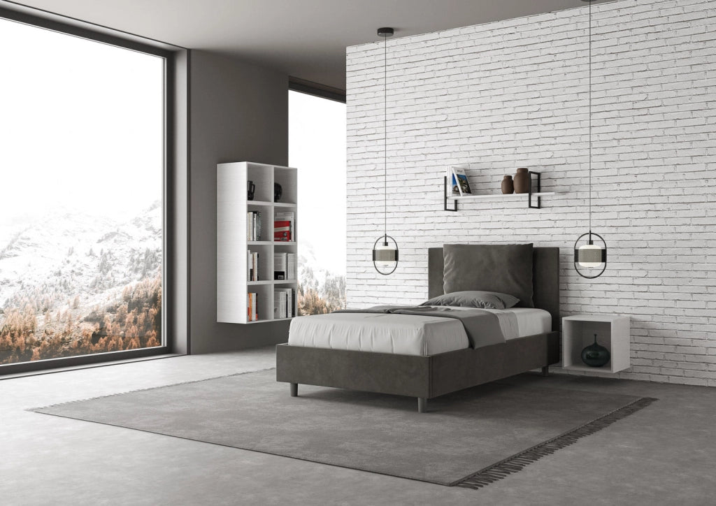 Letto 1 Piazza e Mezzo 130x210 cm con Rete Antea Grigio