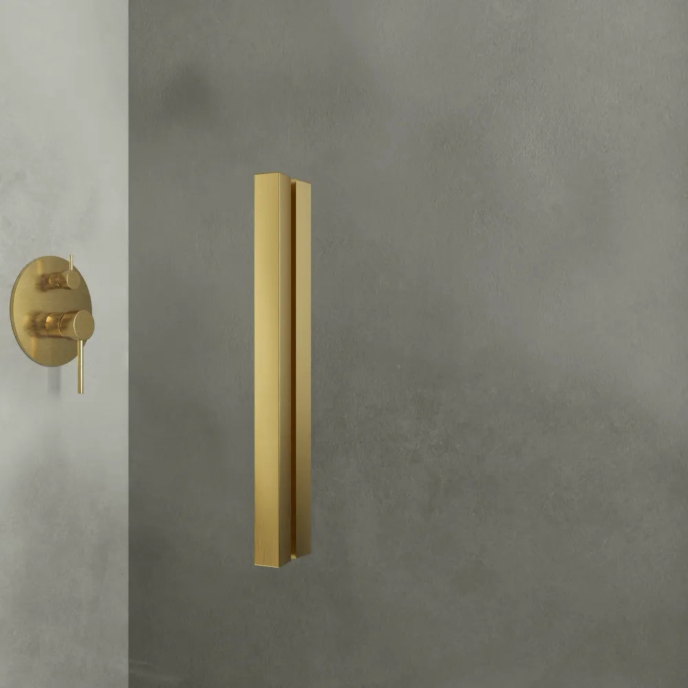Box doccia slim 75x90cm con porta a libro e parete fissa profili oro spazzolato e vetro 6mm trasparente anticalcare h190| Portofino