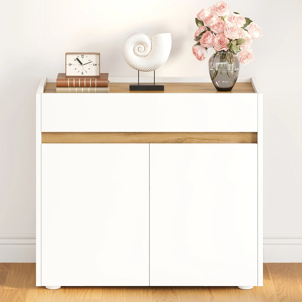 Mobile archivio 80x40x70 cm con cassetto e ripiani regolabili in truciolare bianco