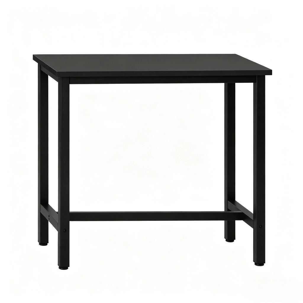Tavolo alto con piano in truciolare E1 rivestito in melamina e struttura in metallo nero 40 × 100 × 100 cm
