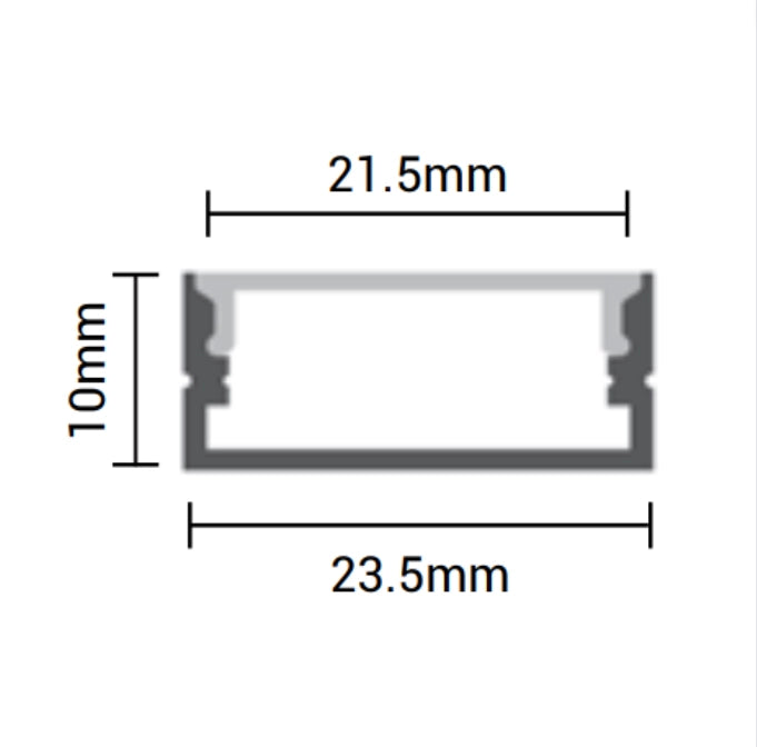 Profilo alluminio optonica 5183 per strisce led 10mm grigio 2m