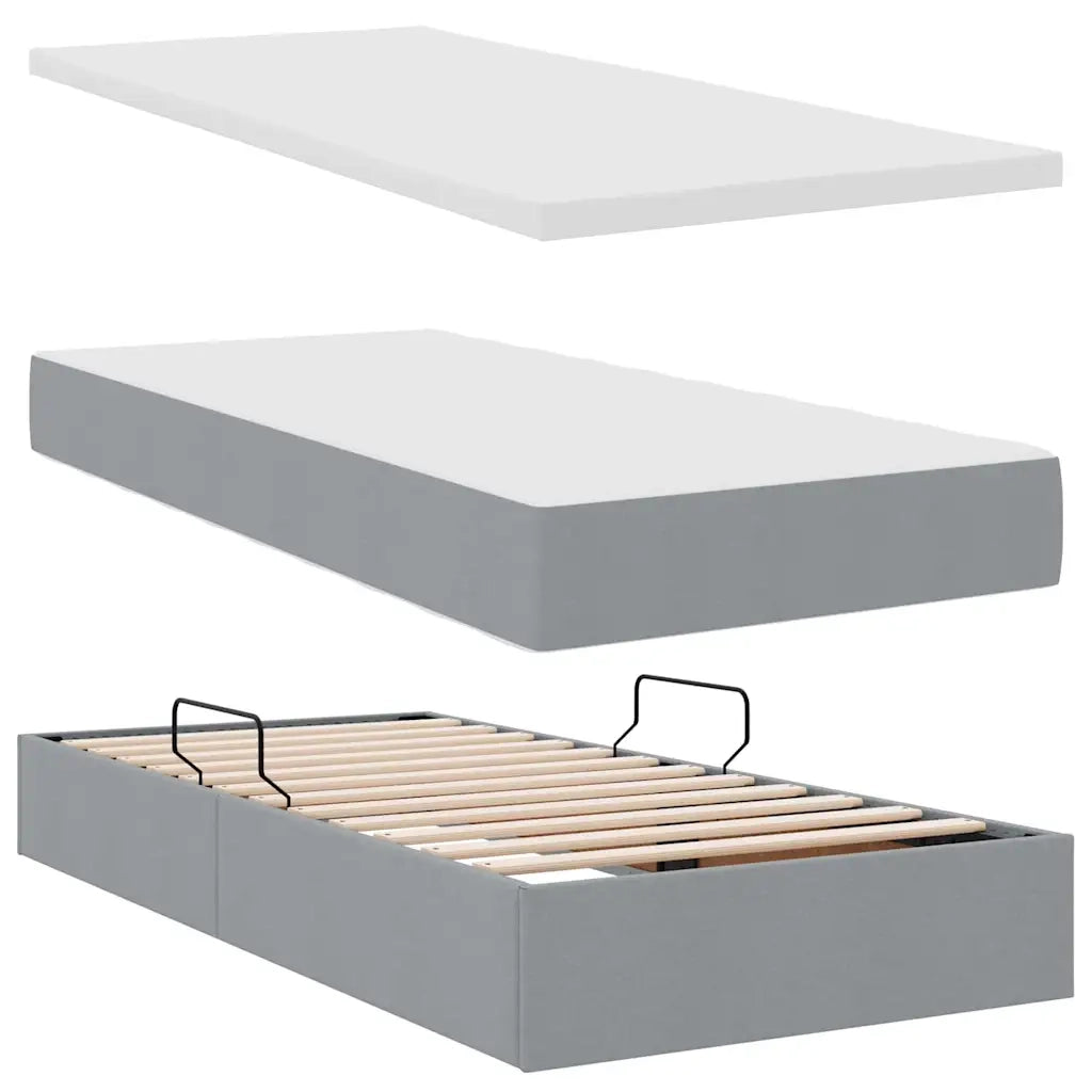 Letto con Contenitore con materasso Grigio chiaro 200 x 200 cm 3370931