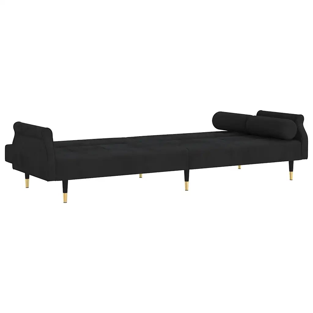 Divano letto | Sof¨¤ letto | Letto singolo con Cuscini Nero in Velluto