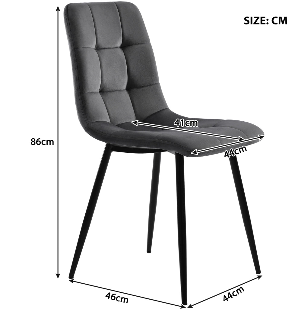 Set da pranzo 5 pezzi con tavolo e 4 sedie; base regolabile; MDF e velluto multicolore
