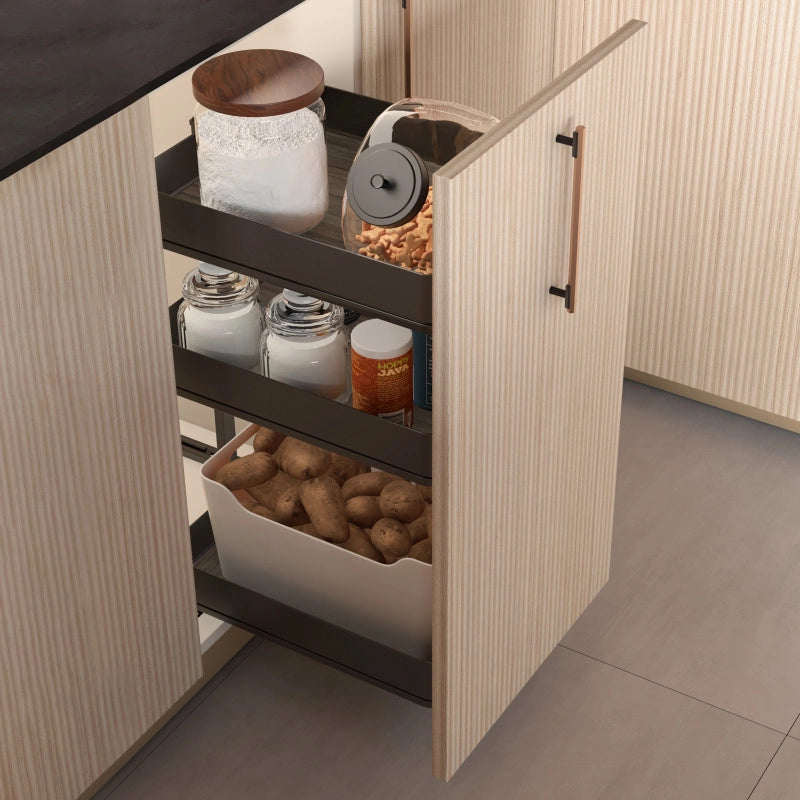 Portabottiglie laterale estraibile Titane Simplex con chiusura soft, modulo 200 mm, Grigio antracite
