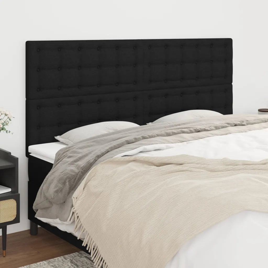 Testiera | Testata Nera 180x5x118/128 cm Tessuto