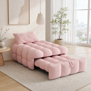 Pouf letto 2 in 1 183x76 cm rosa in tessuto Teddy, divano letto singolo