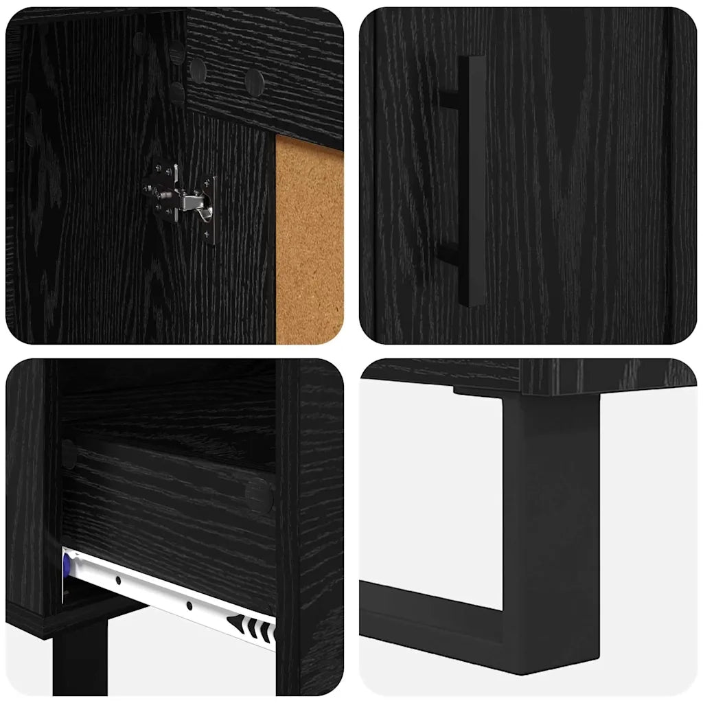 Credenza | Madia | Buffet da pranzo | Armadio da pranzo Rovere Nero 69,5 x 31 x 115 cm Legno multistrato