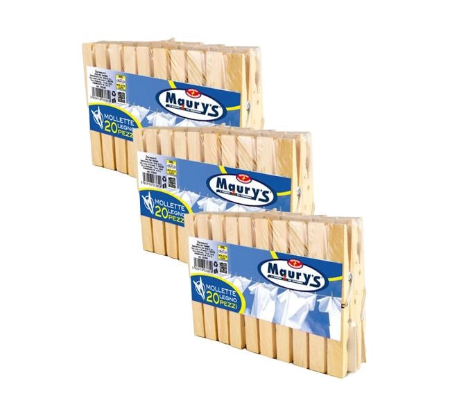 KIT SET 3 PZ MAURY'S MOLLETTE BUCATO IN LEGNO 20PZ