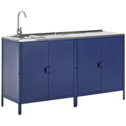 Set di cucina da esterno 2 elementi in acciaio inox blu 2 armadietto e lavello a leva cucina esterna