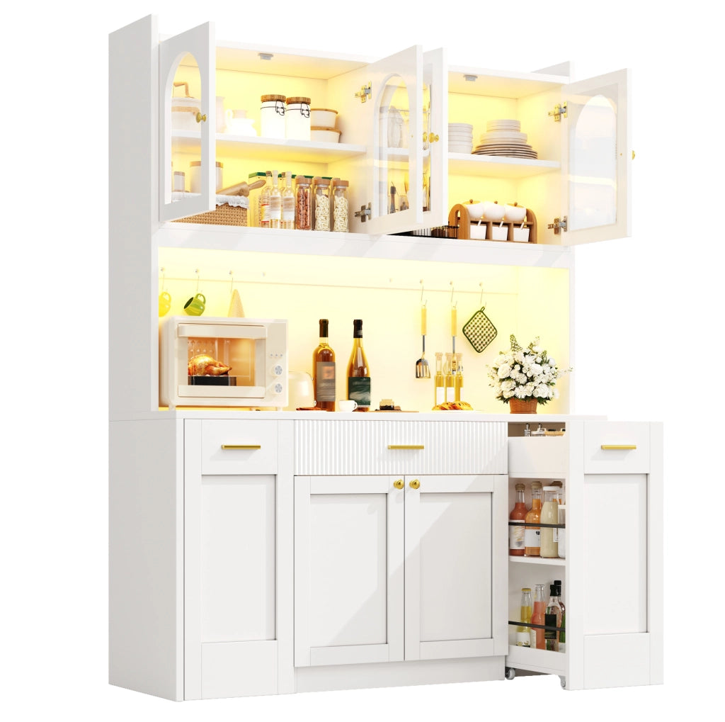 ARMADIO DA CUCINA 120x40x187 cm MDF Bianco con LED RGB