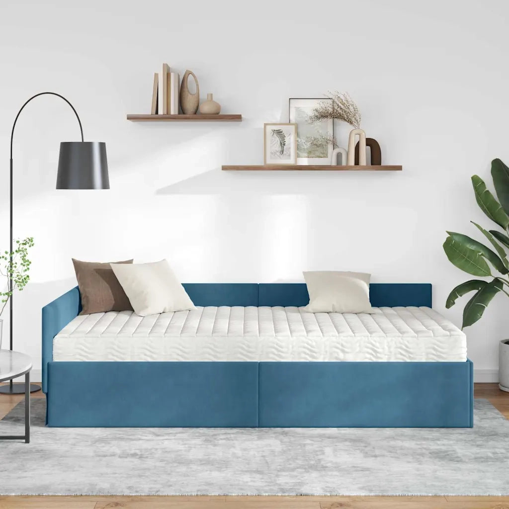 Struttura Letto Angolare con Materasso Altro 2 pcs Blu Velluto 3393623