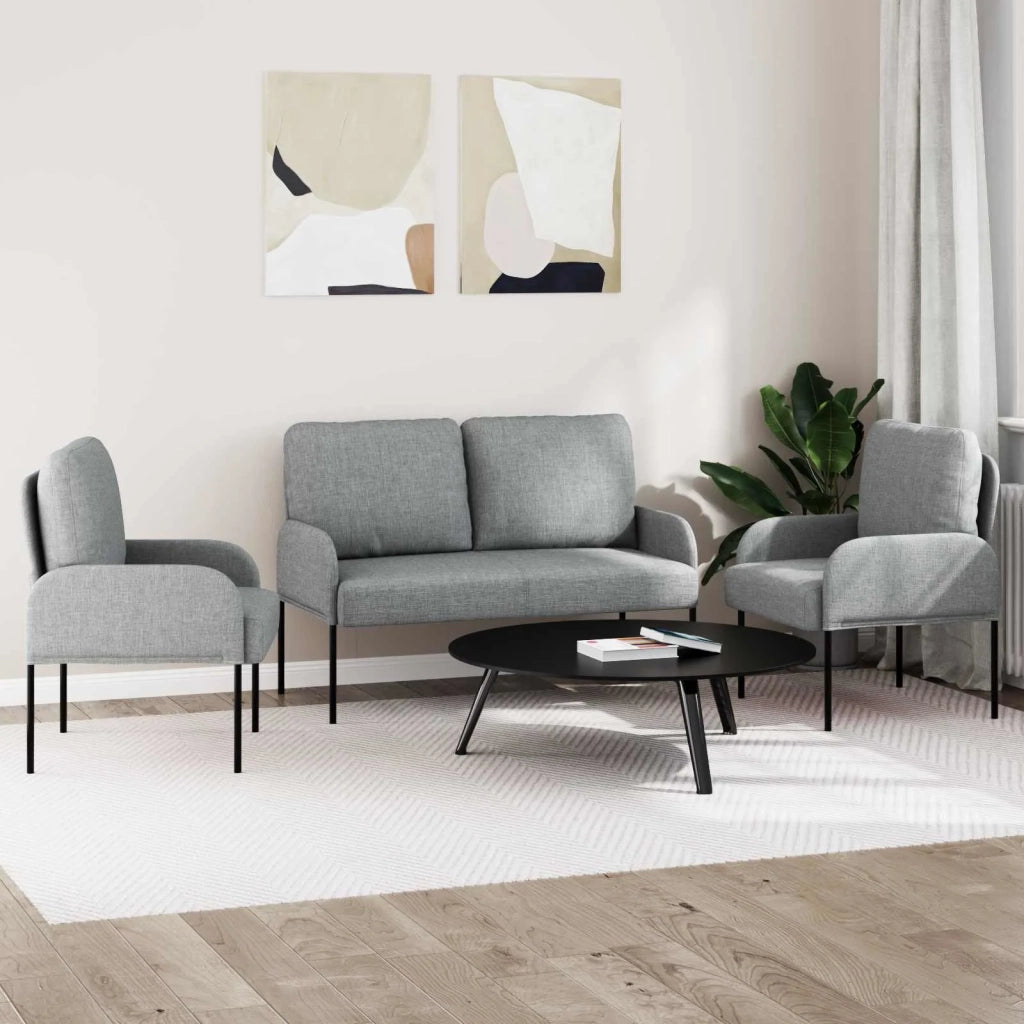 Set divani con cuscino 3 pcs Grigio chiaro 115 x 56 x 80 cm 3406208