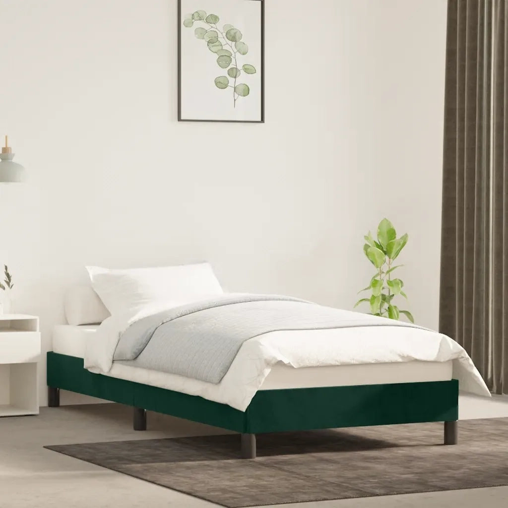 Letto singolo | Letto per adulti | Giroletto senza Materasso Verde Scuro 100x200 cm in Velluto