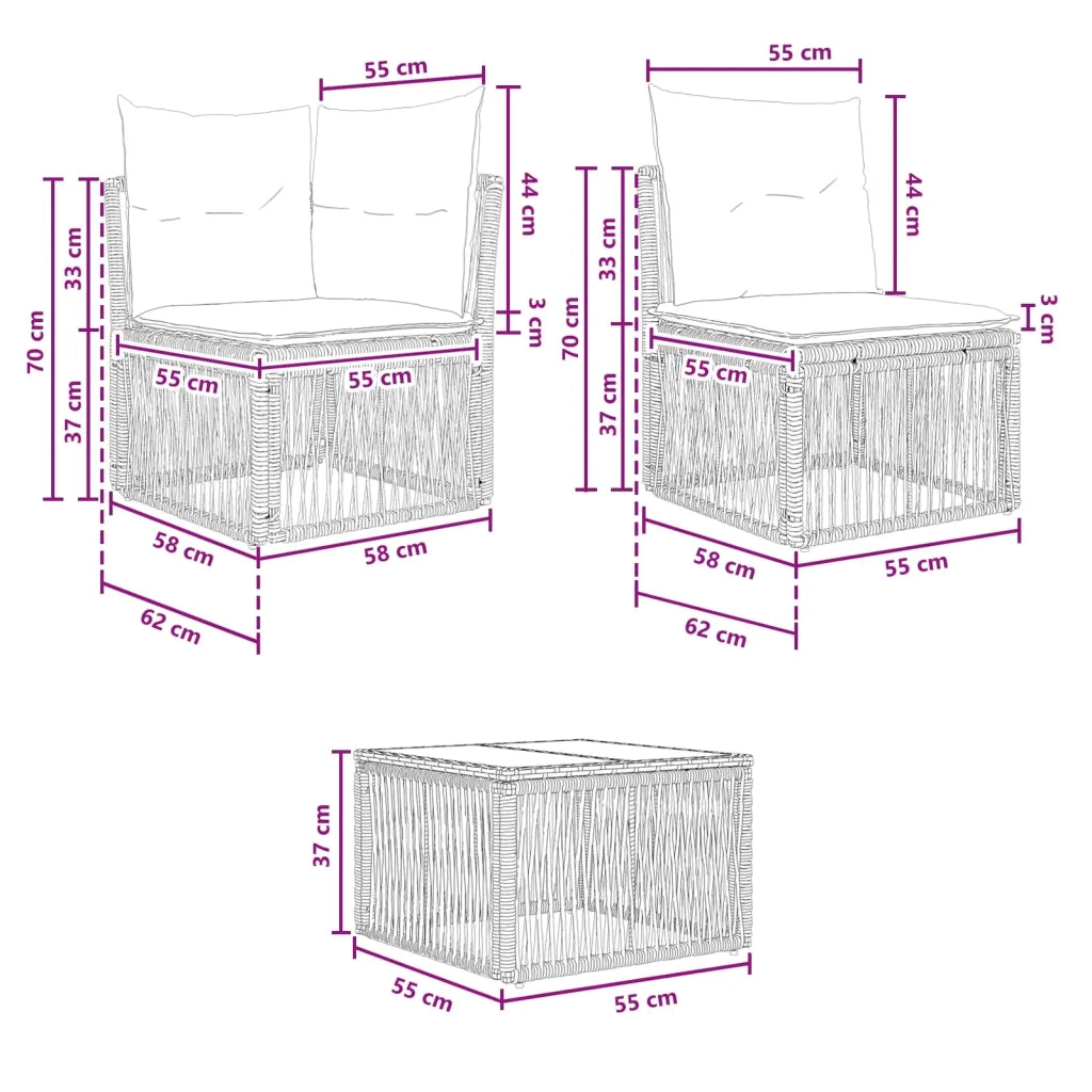 Set Divano da Giardino 8 pz Nero polyrattan 3434236