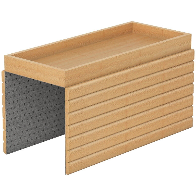Vassoio da bracciolo per divano in bambù naturale con scomparto profondo arrotolabile 45 × 33.5 × 3 cm