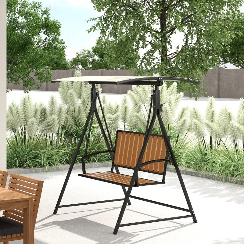 Altalena Hollywood a 2 posti con parasole regolabile resistente alle intemperie per giardino e patio nera.