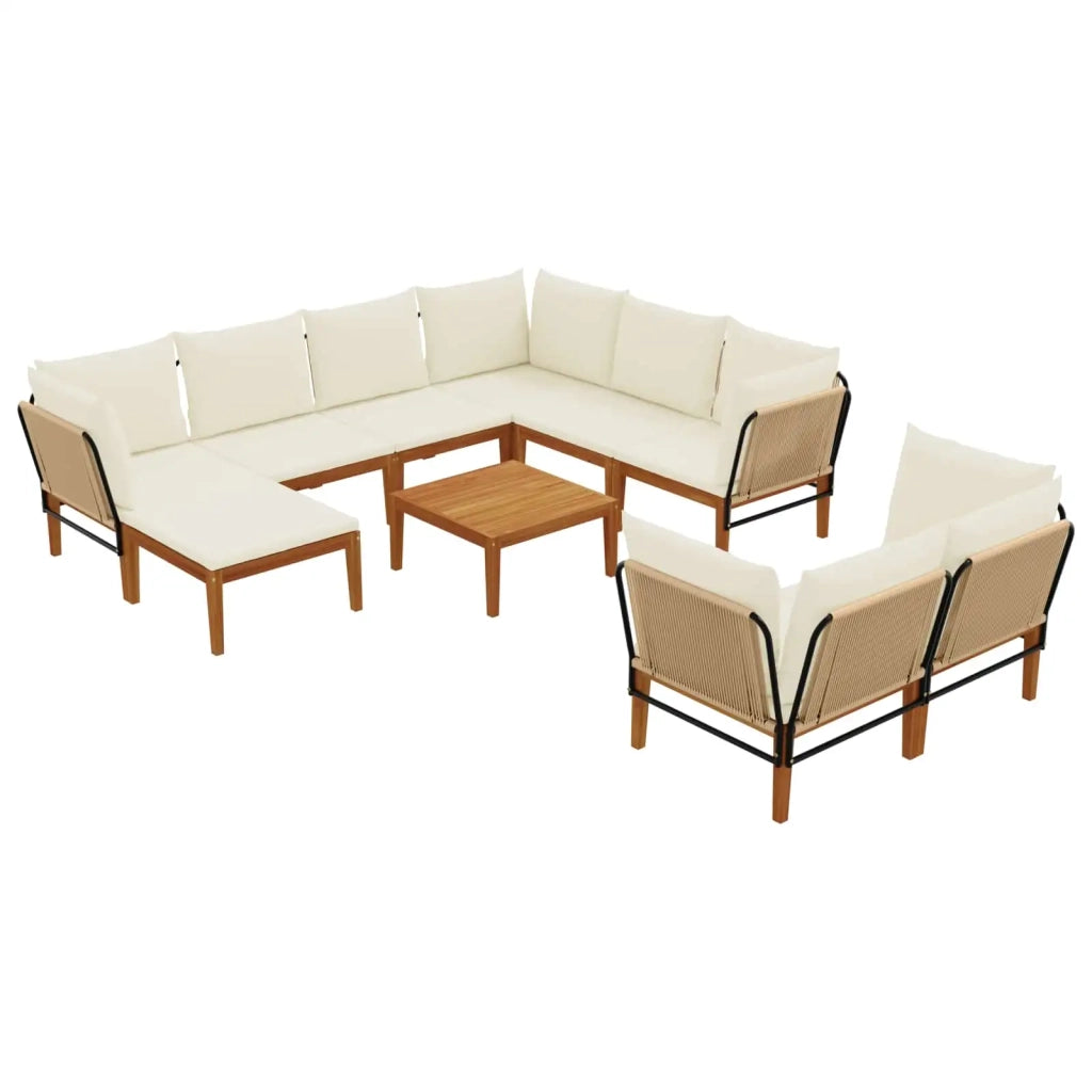 10 pz Legno massiccio di acacia e corda Naturale 3407780