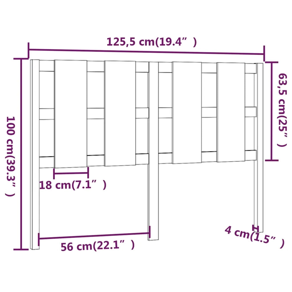 Testiera per Letto-Testata-Testiera Decorativa ambra 125,5x4x100 cm Legno Massello di Pino 648465