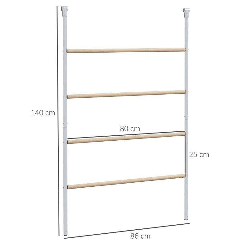 Posatoio 140x86x2,5 cm in acciaio zincato e legno, 4 barre per pollaio