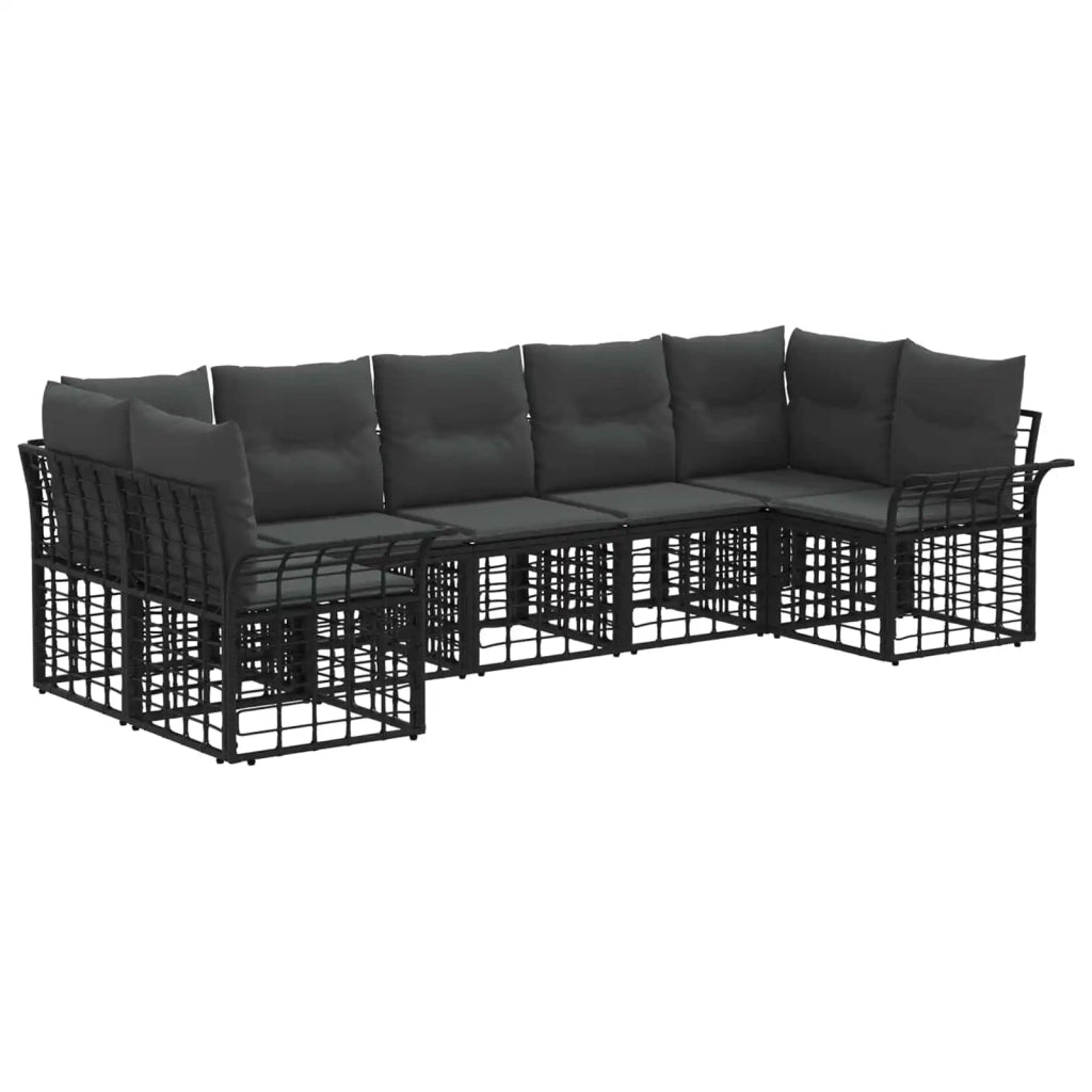 Set di divani da esterno 7 pz Nero e Grigio scuro Poliestere 3437755