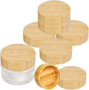 Detersivo per contenitori - Copertura in bambù 40 mm - Materiale naturale - Forma rotonda - Copertura riservata per bottiglia - Copertura a vite - Copertura per contenitore in vetro - 5 pezzi