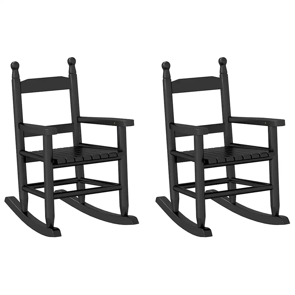 Sedie a Dondolo per Bambini 2 pz Nere Legno Massello di Pioppo CFW4242698