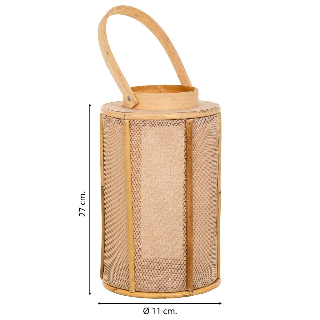 Lanterna in legno marrone e bambù d11x27h