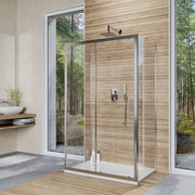Box doccia 3 lati 90x120x90 cm con porta scorrevole e vetro temperato 6mm trasparente | Ustica