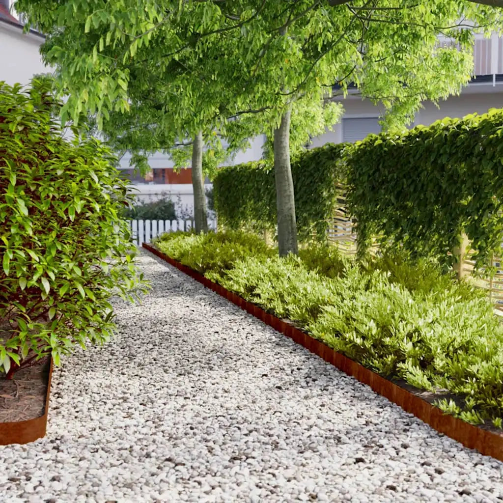 Bordure per Prato 10 pz 10x103 cm Flessibili in Acciaio Corten