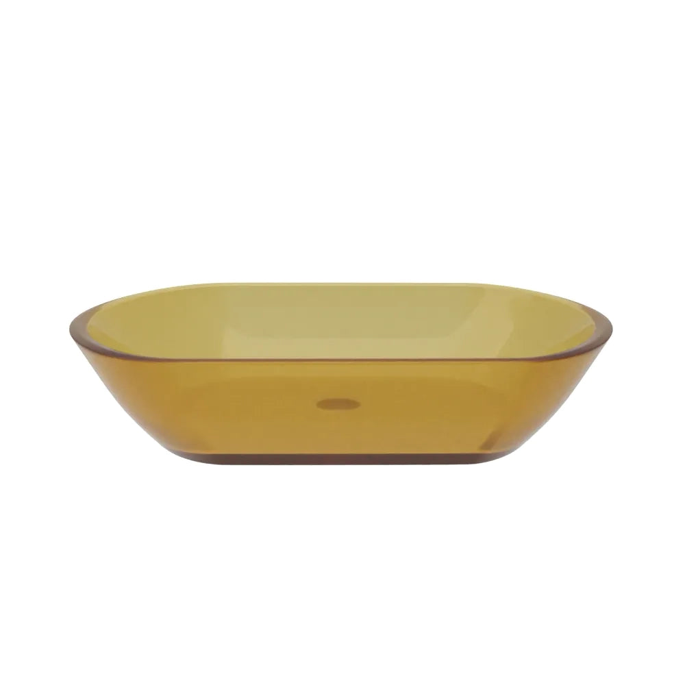 Lavabo da appoggio in vetro trasparente 56x36x11 cm colore giallo | Aurea