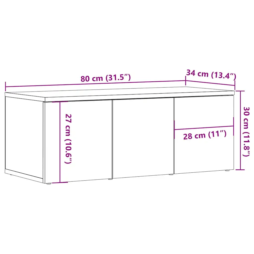 Mobile Porta TV Legno Vecchio 80x34x30 cm in Legno Multistrato 856012
