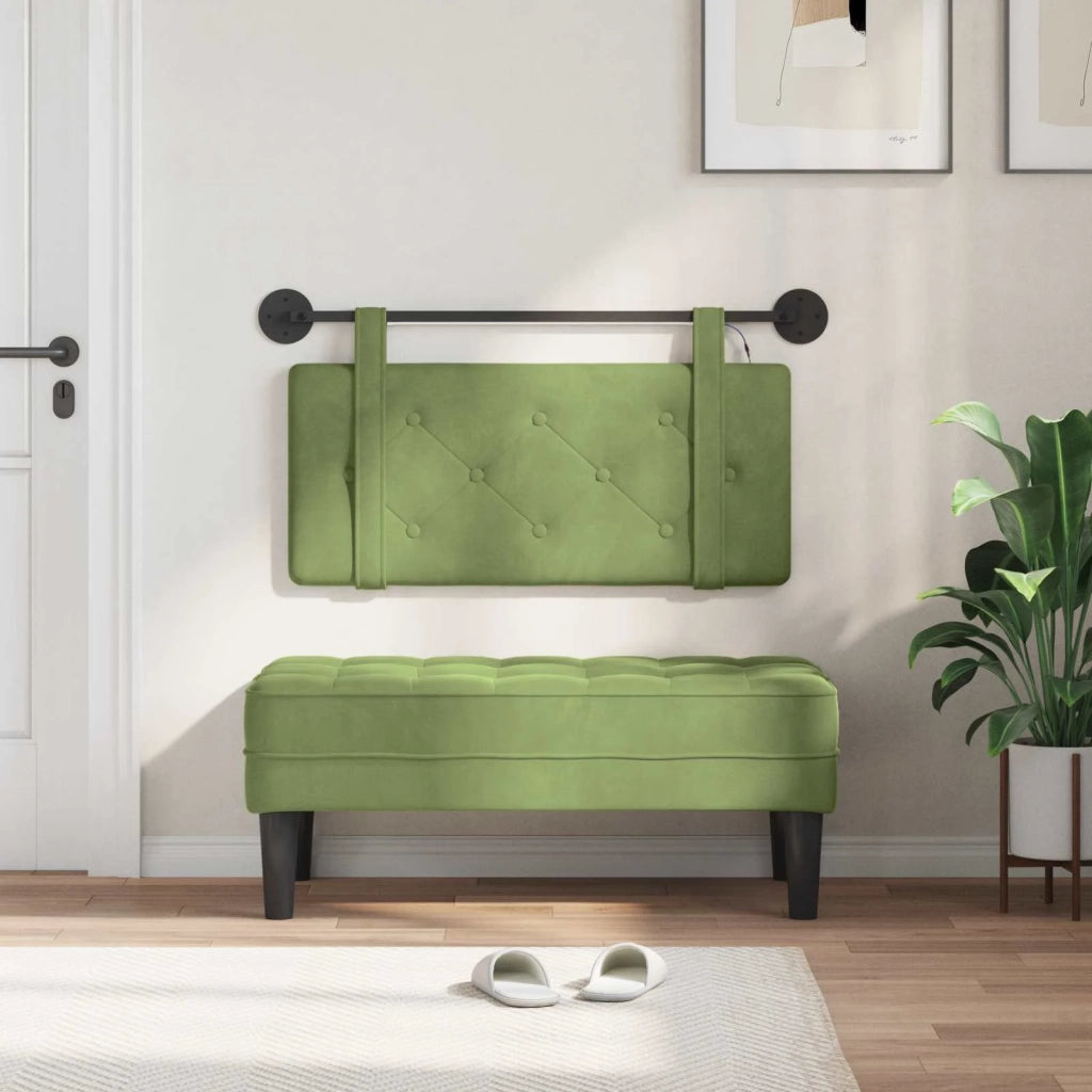 Testiera | Testata sospesa Con luce LED Verde chiaro Velluto