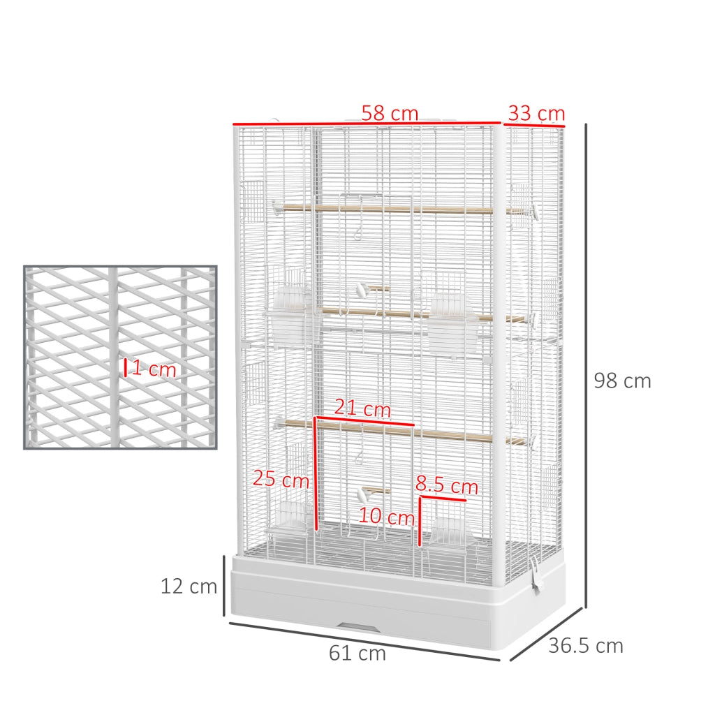 Voliera per Uccelli ¨C Minimal ¨C Bianco 61x36.5x98 cm
