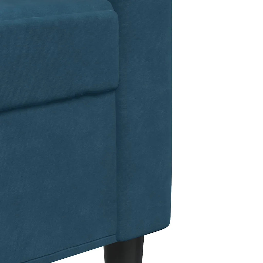 Set di Divani 3 pz con Cuscini Blu in Velluto