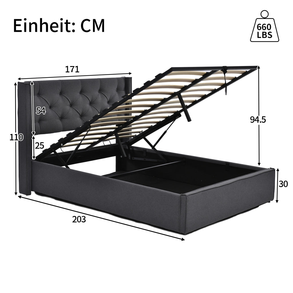 letto imbottito cotone grigio 160x200 cm