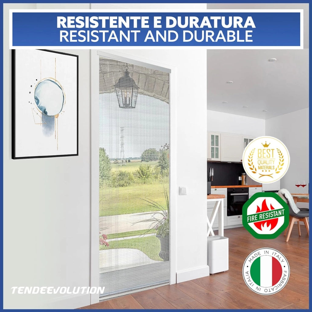 Tenda Catena Antimosche Alluminio Bronzo | Largh. 1,40m x Alt. 2m | Protezione Insetti, Porta, Esterno, Interno, Casa, Ufficio