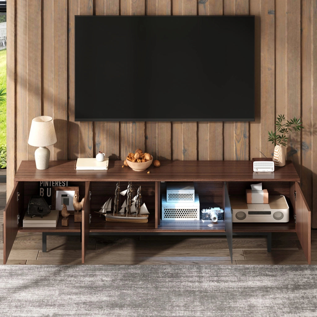 Mobile TV con striscia LED controllabile via app e Bluetooth marrone noce e nero 200 × 35 × 53 cm